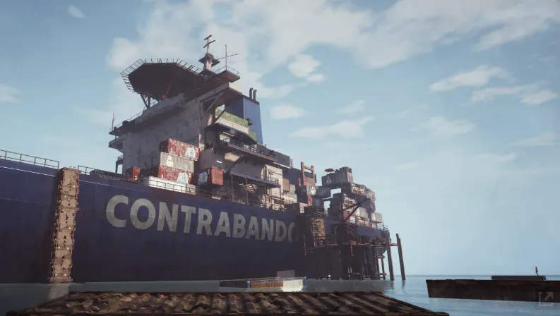 Container ship exploration gameplay